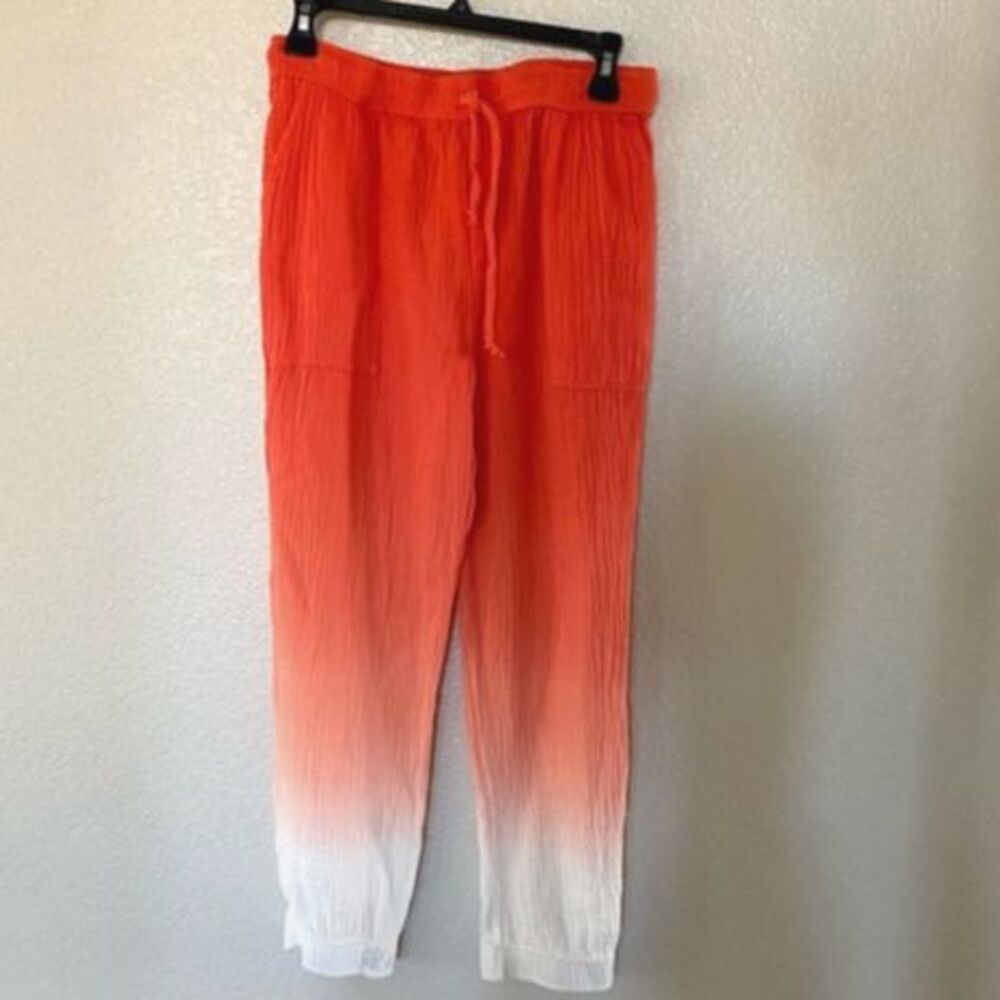 Young Fabulous & Broke Ombre Crinkle Jogger Pants Orange White Size S NWT